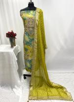 Soft Organza Yellow Party Wear Sequins Work Dress Material